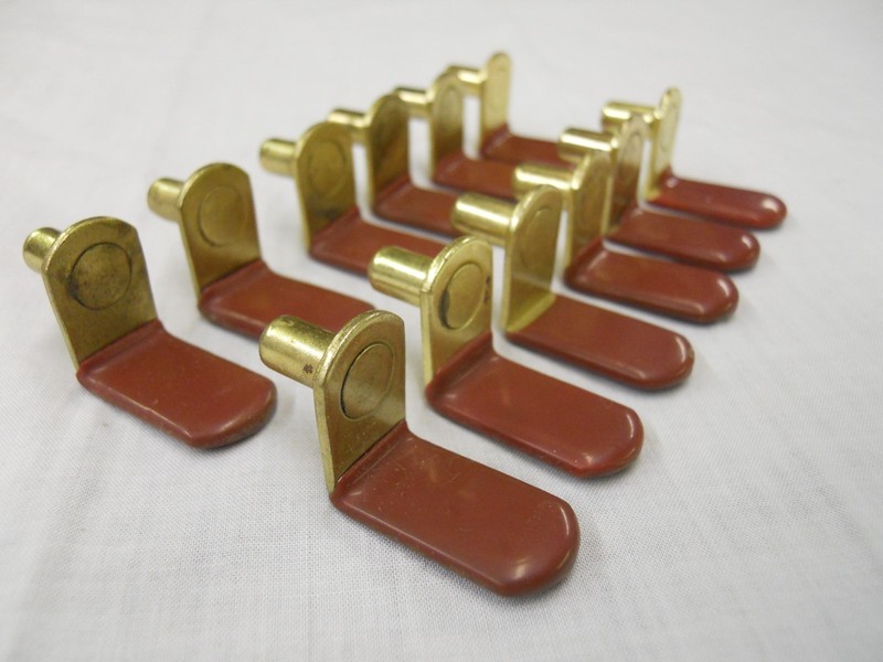 12 L Shaped Shelf Bookcase Peg Brackets Rubber Coating to Protect Glass 1/4″ Peg