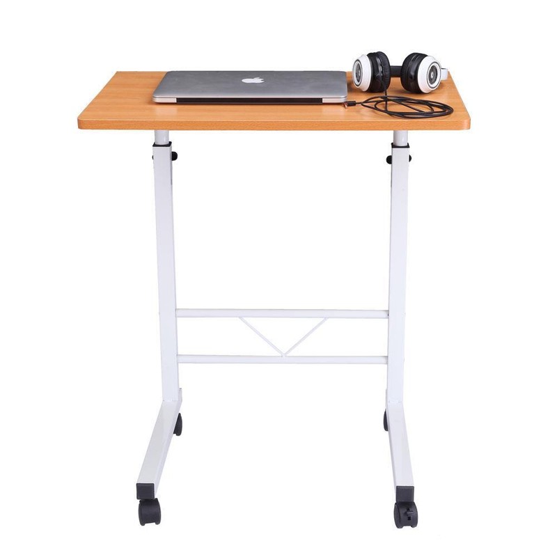 Adjustable Mobile Standing Desk Pneumatic Overbed Table Rolling Laptop Cart gallery