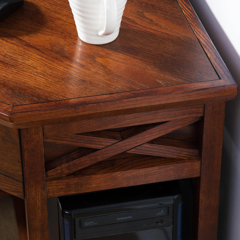 Oak Corner Computer Desk with Drop-Front Keyboard Drawer gallery