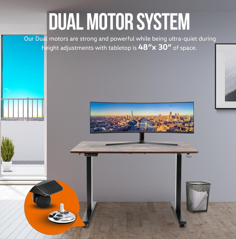 Standing Desk Adjustable Height (48'' X 30''), 3 Memory Presets - Large Electric gallery
