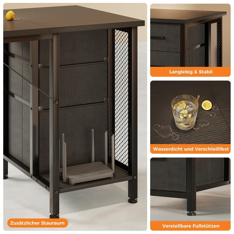 Desk with 6 Drawers, 160x52 cm Computer Table, PC Table with Storage Fl... gallery