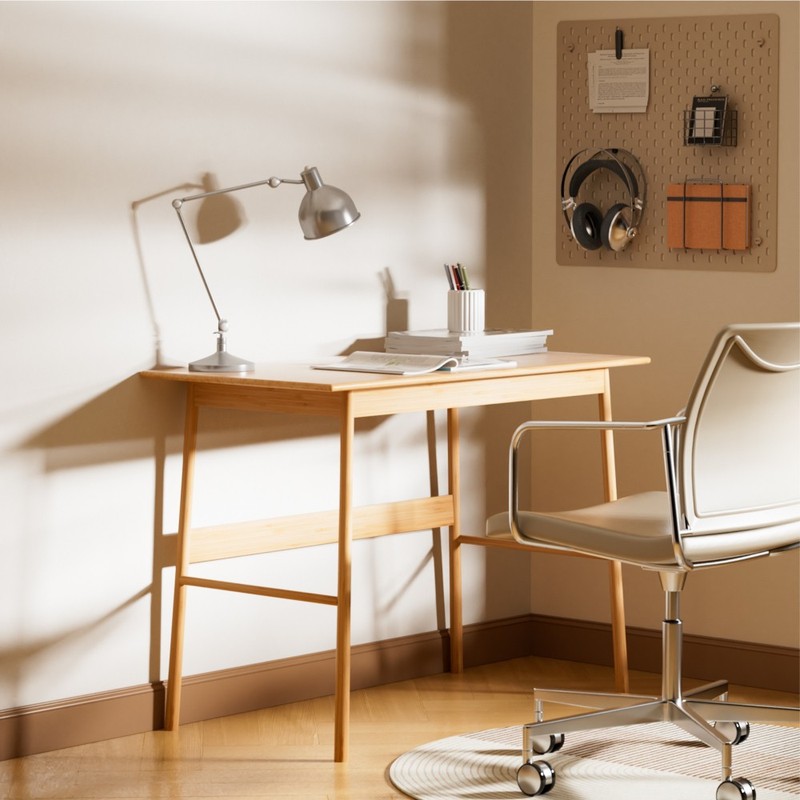 Bamboo Computer Desk, Modern Writing Desk for Home Office, Gaming Study Table gallery