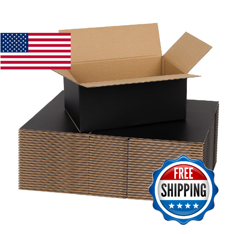 OUGEBOX 9x6x4 Black Shipping Boxes, 30 Pack Corrugated Cardboard Mailer