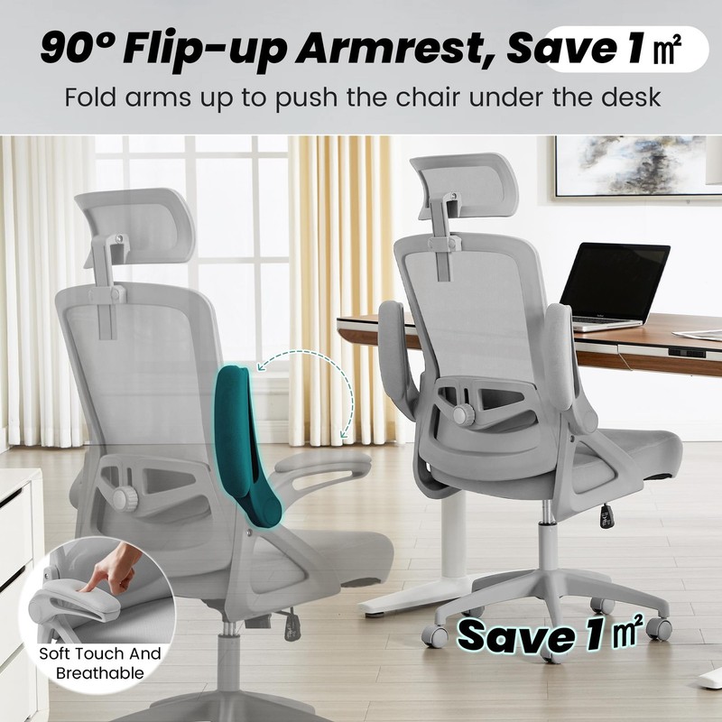 Fizzin Office Chair Ergonomic Office Chair Adjustable Headrest Lumbar Support gallery