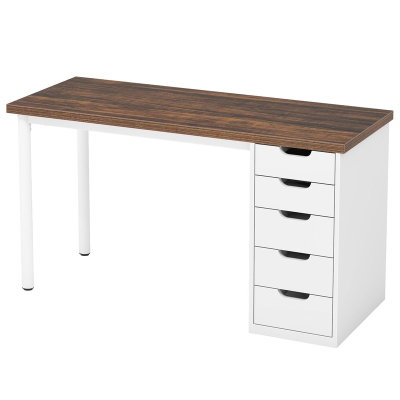 Tribesigns 47″ Computer Desk with 5 Drawers, Modern Study Table Writing Desk