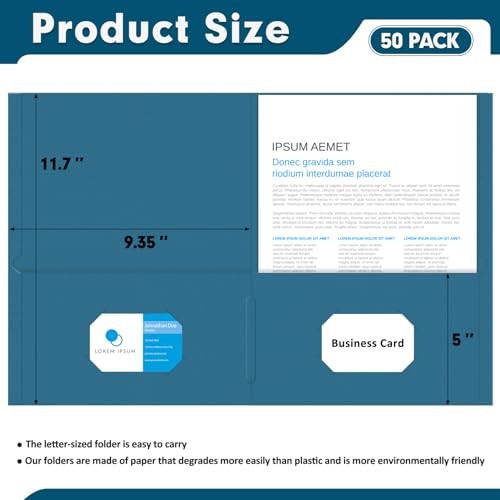 Two Pocket Folders, 50 Pack 2 Pocket Folders, Letter Size Paper File Darkblue gallery