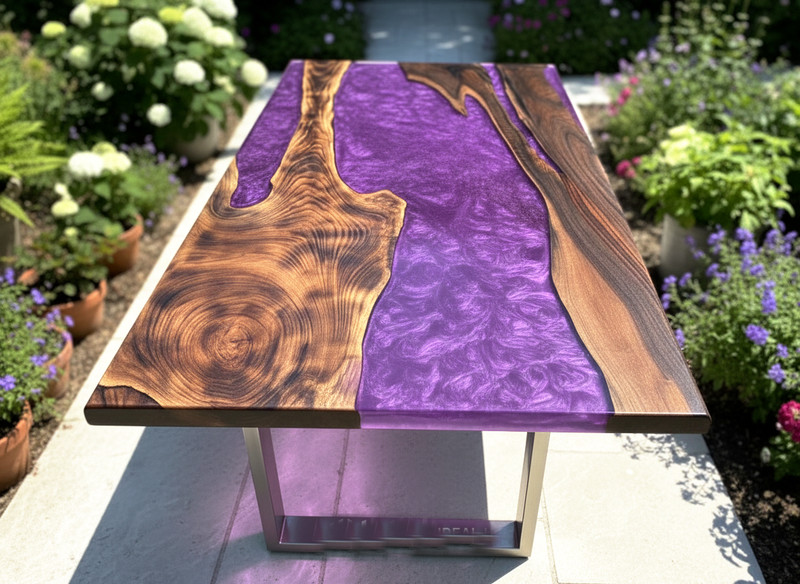 Purple Solid Epoxy Resin Dining Table | Handmade Luxury Resin Table