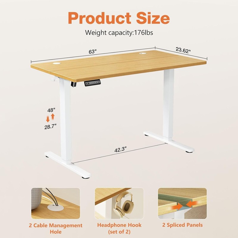 Electric Standing Desk Home Office Height Adjustable Computer Ergonomic Table gallery