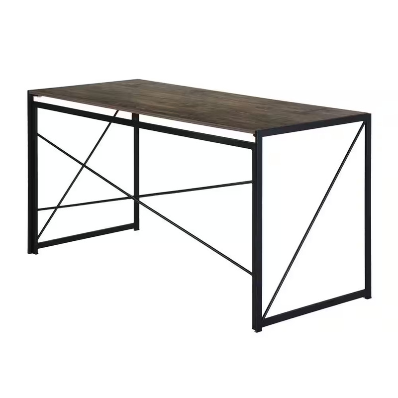 Harper 55.1 In. Rectangle Brown Fwood Top and Black Steel Frame Foldable Desk fo