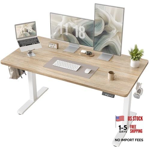 Electric Height Adjustable Standing Desk 47.2×23.6 inch, Sit 47*24 inch Maple