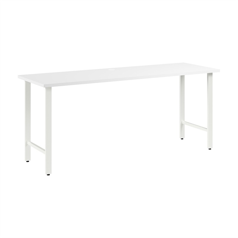 Hustle 72W x 24D Computer Desk with Metal Legs in White – Engineered Wood