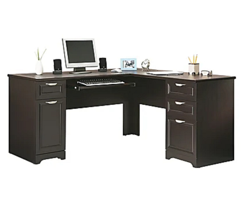 NEW OfficeDepot Realspace Magellan Collection L-Shaped Desk Espresso 59"W 101059