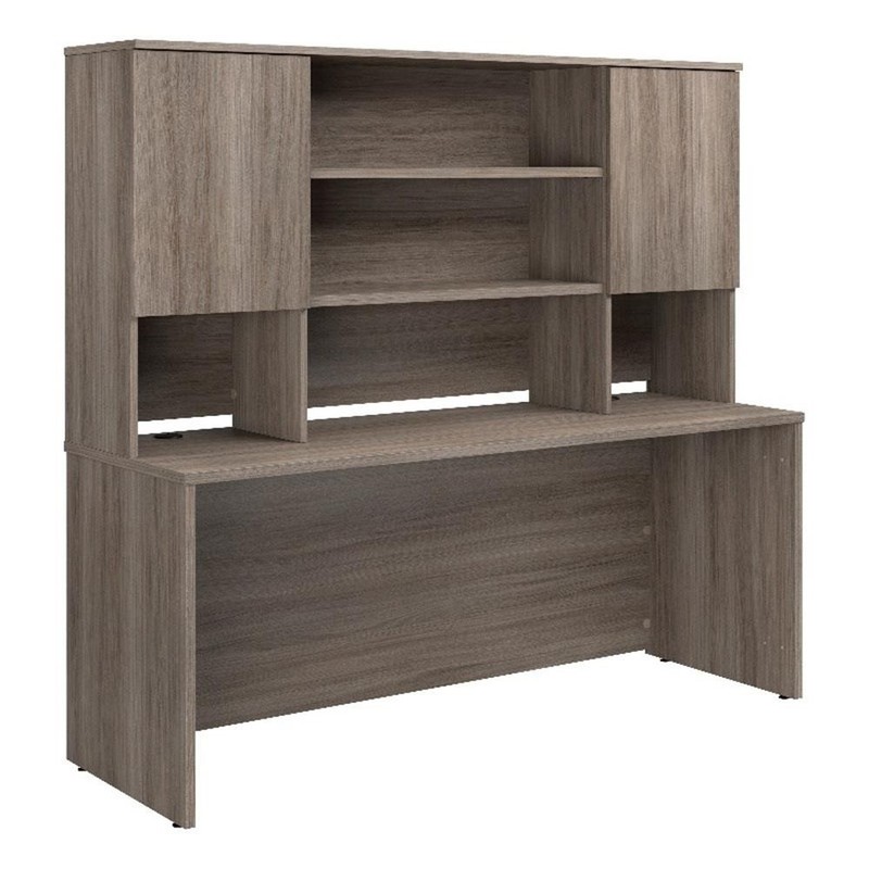 Sauder Affirm Engineered Wood 72″x24″ Desk with Hutch Bundle in Hudson Elm/Brown