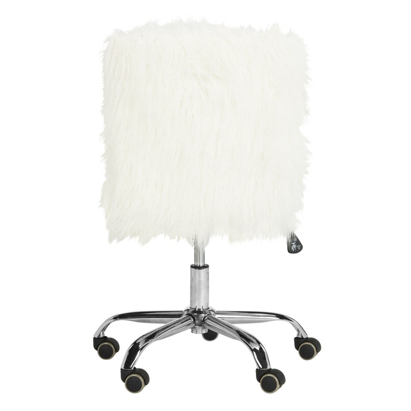 SAFAVIEH Whitney Faux Sheepskin Chrome Leg Swivel Office Chair | White /Chrome | gallery