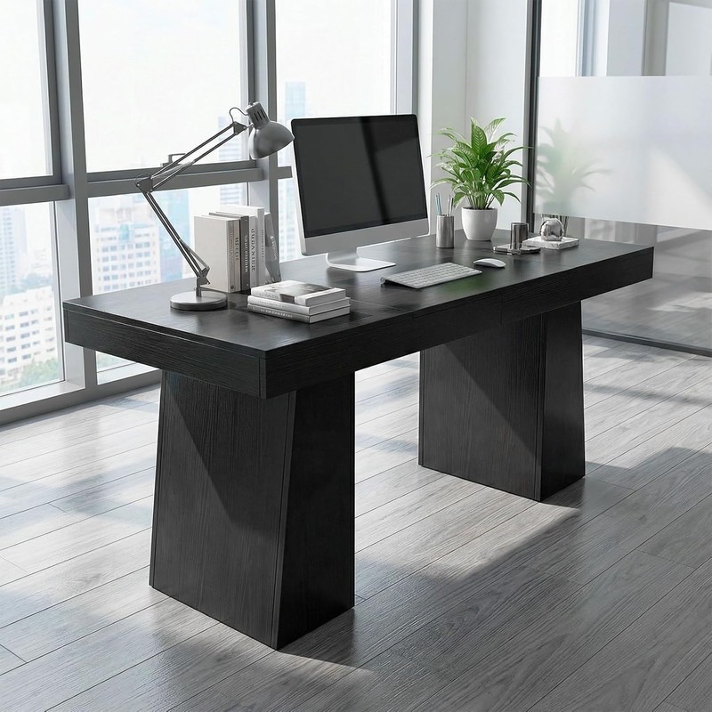 Executive Desk Home Office Desks Double Trapezoid Base Workstation Writing Table
