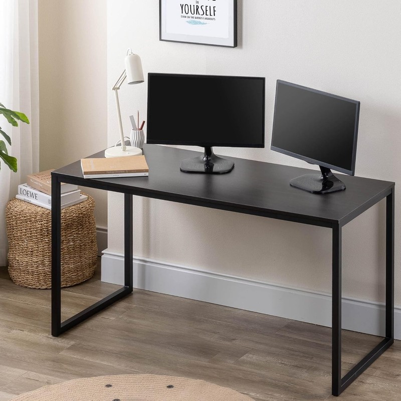 Jennifer 55" Desk - Black Frame, Espresso Top, Office Computer Workstation gallery