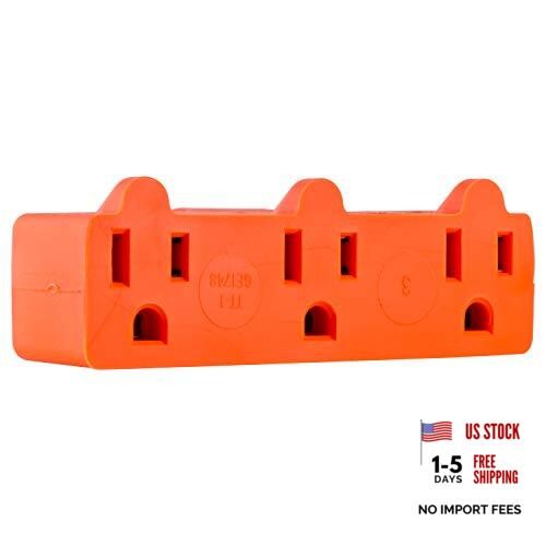 Orange 3-Outlet Extender – Grounded Wall Tap – 3-Prong – Multiple Plug – 1 Pack