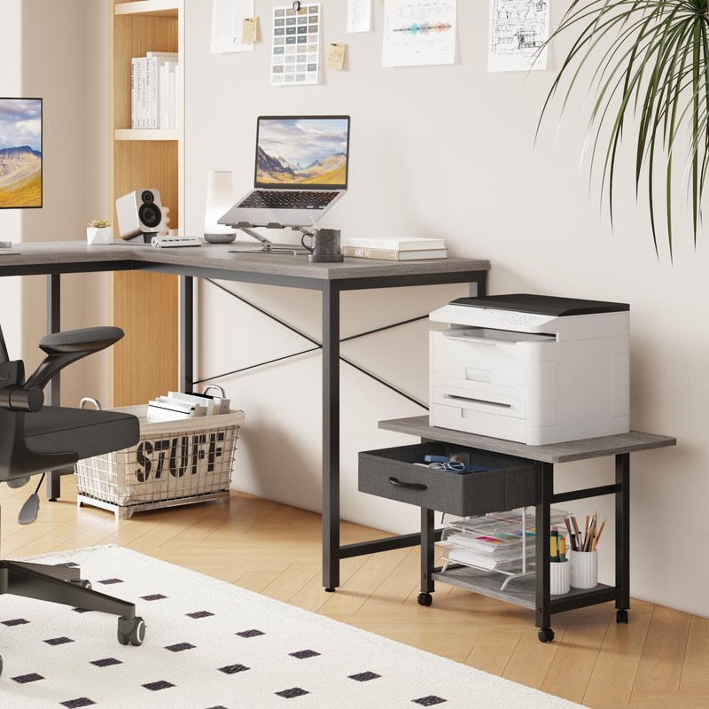 22"x15" Large Printer Stand with Storage Drawer, 2-Tier Under Desk Printer Ta... gallery