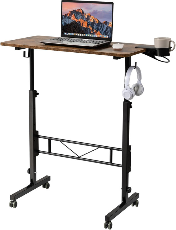 Standing Desk Adjustable Height, Small Mobile Stand up Desk with Wheels, Portabl gallery