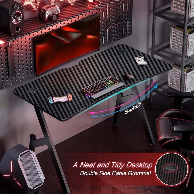 47 inch Gaming Desk with Cup Holder, Ergonomic Computer Desk, Gamer Table gallery