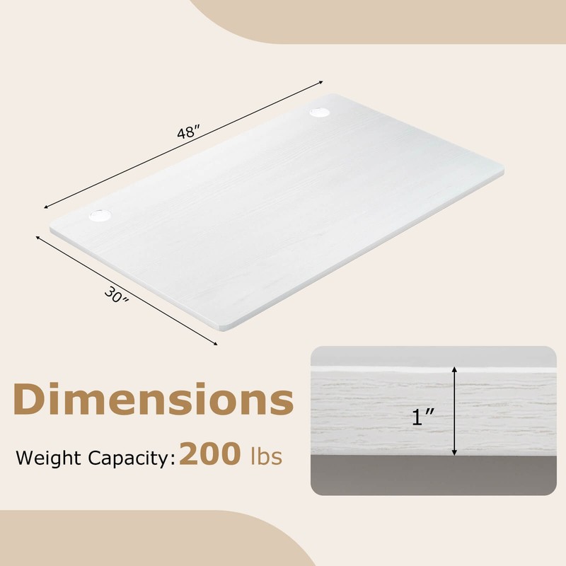 Costway 48" x 30" Universal Tabletop for Standard & Standing Desk Frame Natural gallery
