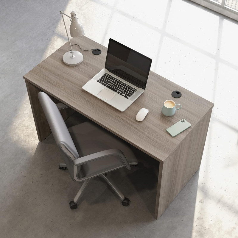 Stylish Hudson Elm 48x24 Office Desk Shell with Credenza and Return gallery