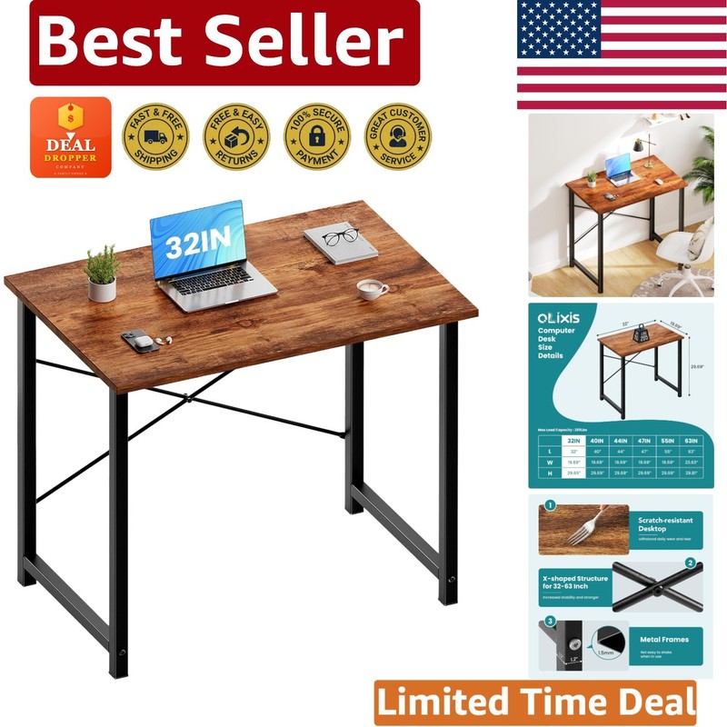 Rust Modern Small Computer Desk – Scratch-Resistant Work Table for Home Office