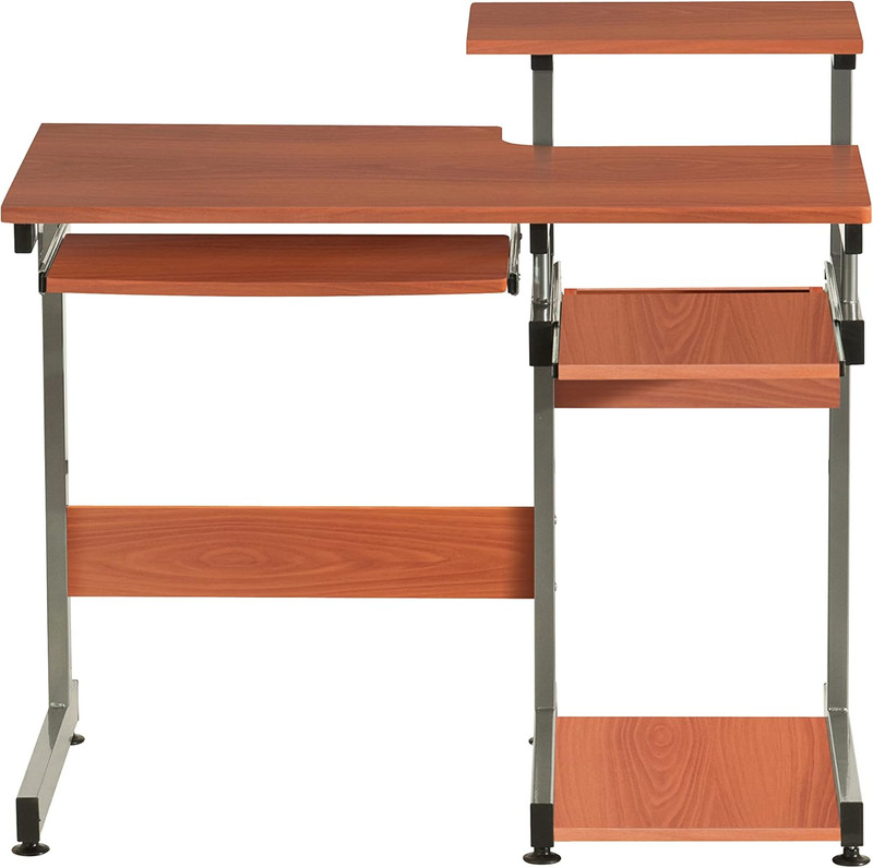 Stylish 38" Woodgrain Computer Workstation Desk - Perfect for Home Office gallery