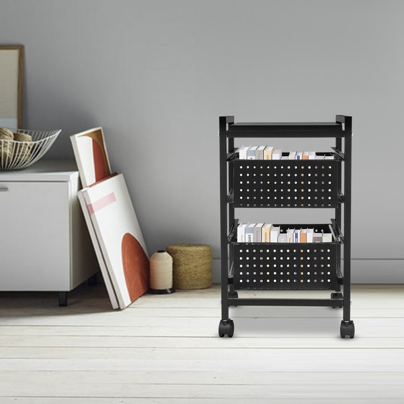 2-Tier File Storage Drawer Cart Organizer on Wheels for Home Office Small Space gallery