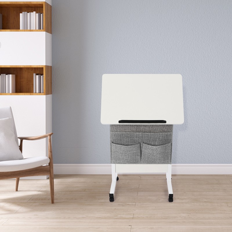 Rolling Laptop Desk Office Computer Table Adjustable Height Stand up w/ Storage gallery