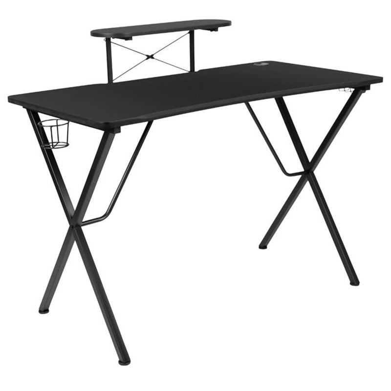 Flash Furniture 2 Piece Gaming Desk Set with Monitor Stand in Black and Green gallery