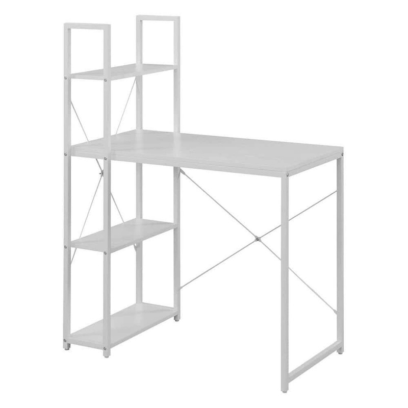 Convenience Concepts 36″ Rectangle White Particle Board Writing Desk w/ Shelves