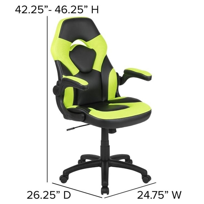 Flash Furniture 2 Piece Gaming Desk Set with Monitor Stand in Black and Green gallery