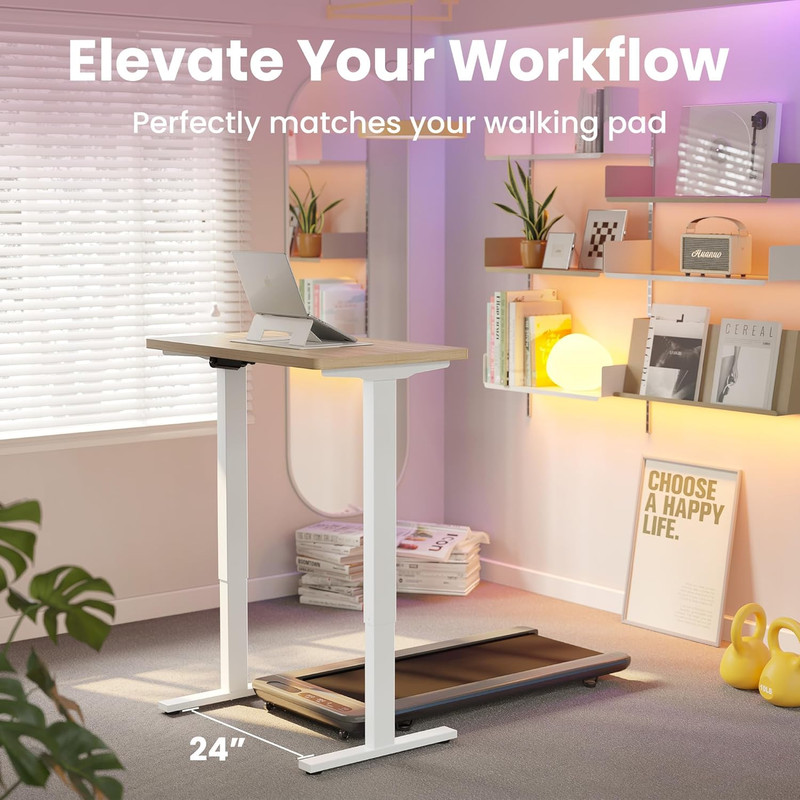32" Small Electric Standing Desk Adjustable Height, 4 Memory Height Settings, Si gallery