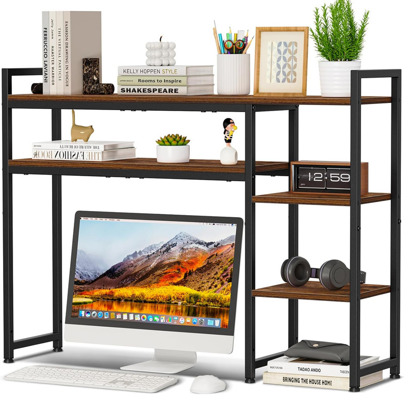 Desk Shelf, 38.6″ Adjustable Desktop Organizer Shelf, Desk Hutch for Computer Mo