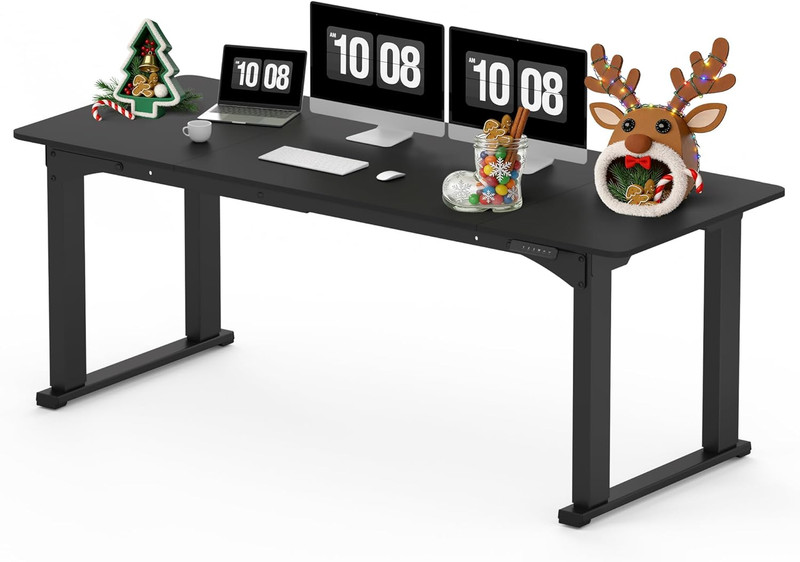 4-Leg Standing Desk, Electric Height Adjustable, 78"x32", Black gallery