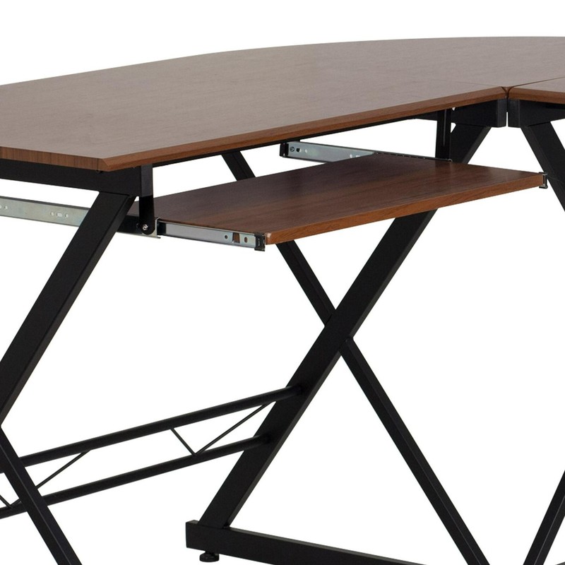 Teakwood Laminate L-Shape Computer Desk With Pull-Out Keyboard Tray gallery