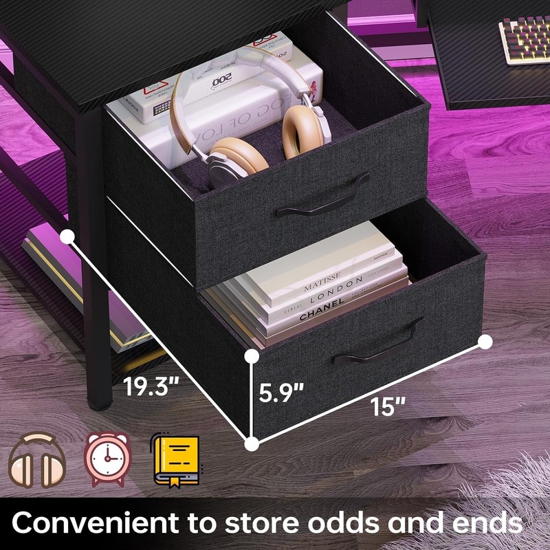 79" L Shaped Gaming Desk w/Storage Shelf&LED Light Computer Desk for Home Office gallery