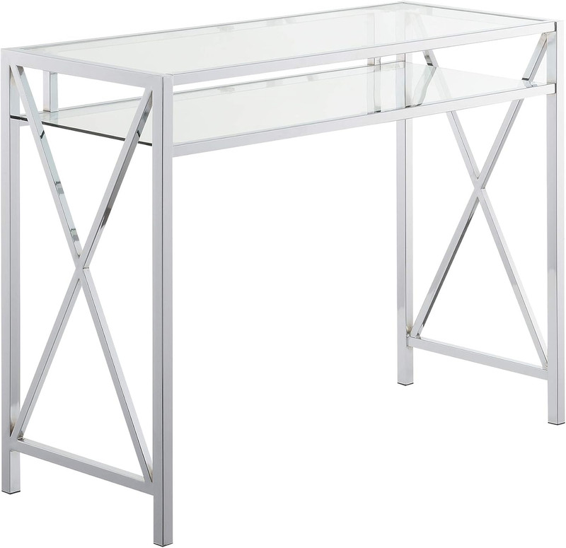 Oxford Desk, 42-Inch, Clear Glass/Chrome (136075GLCRO)