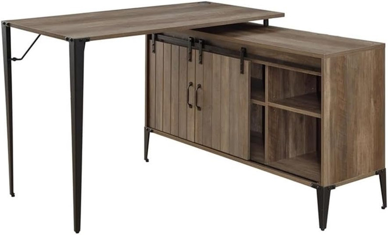 Rustic Oak Zakwani Wooden Writing Desk with Storage – Stylish & Functional