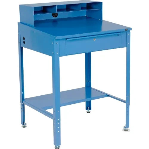 Sloped Shop Desk / 34-1/2"W x 30"D x 38 - 42-1/2 in, Blue