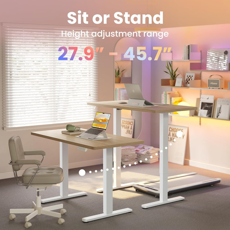 32" Small Electric Standing Desk Adjustable Height, 4 Memory Height Settings, Si gallery