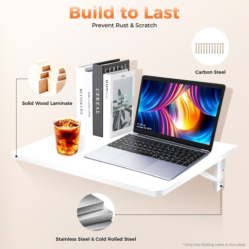 Wall Mounted Table Folding 60x40cm Floating Laptop Desk Fold-Down Work