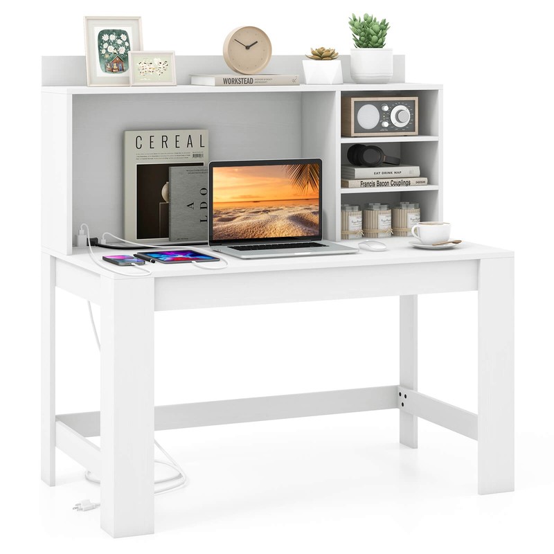 Computer Desk with Hutch 2 Power Outlets USB & Type-c charging Ports 3 Shelves