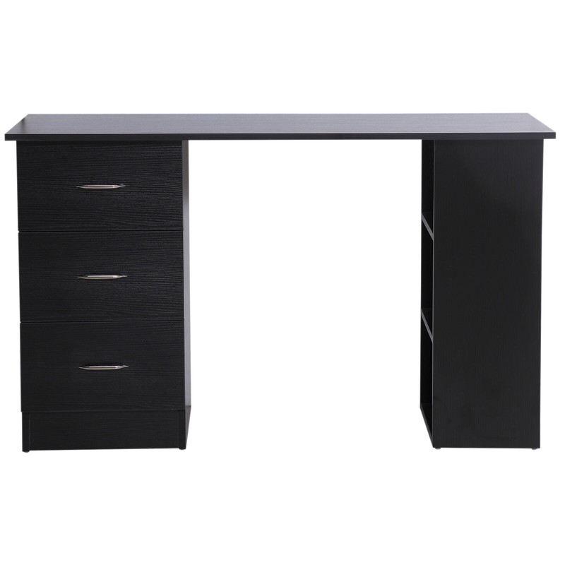 120cm Computer Desk PC Table Workstation w/ 3 Shelf & Drawers Black gallery
