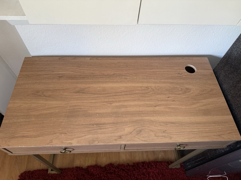 Wooden Desk With Gold Accents - Color Chesnut gallery