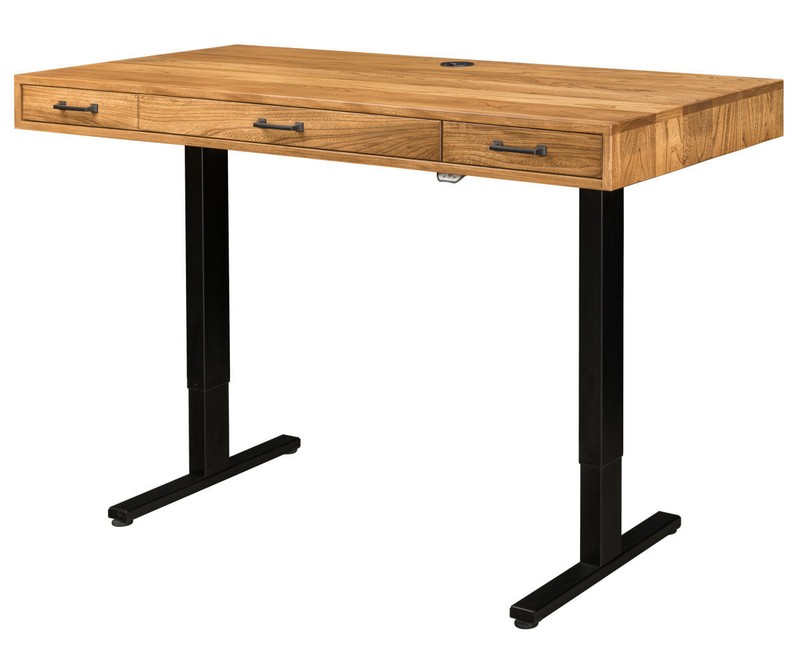 IN STOCK - Amish Modern Adjustable Lift Standing Desk Solid Wood 60"