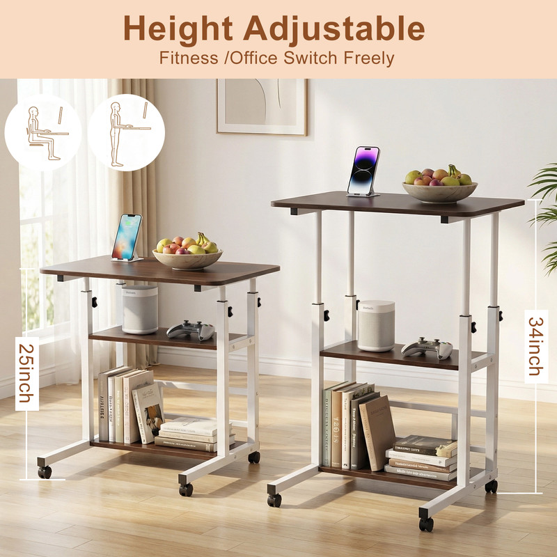 3 Tier Laptop Desk Hospital Table Rolling Cart Height Adjustable Over Bed Stand gallery