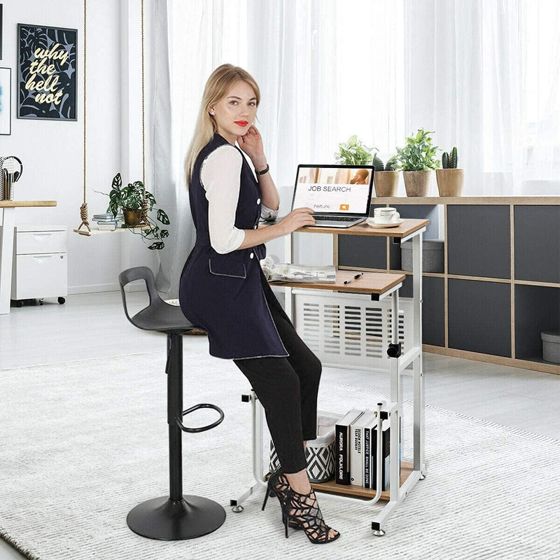 Height Adjustable Standing Desk with U-Shaped Footrest and Storage Solutions gallery