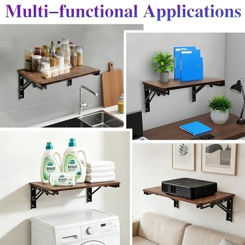 Wall-Mounted Folding Shelf for Small Spaces - Floating Desk & Media Shelf, 30lbs gallery